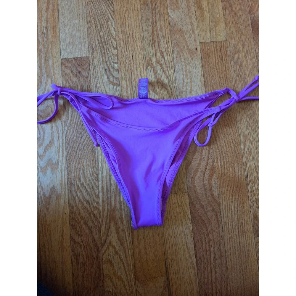 SKIMS Swim Tie Waist Bikini Bottoms Purple Medium Cheeky Recycled Nylon